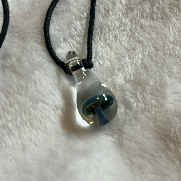 Glass Mushroom Jar Black accord necklace fairycore fairy - Picture 2 of 2